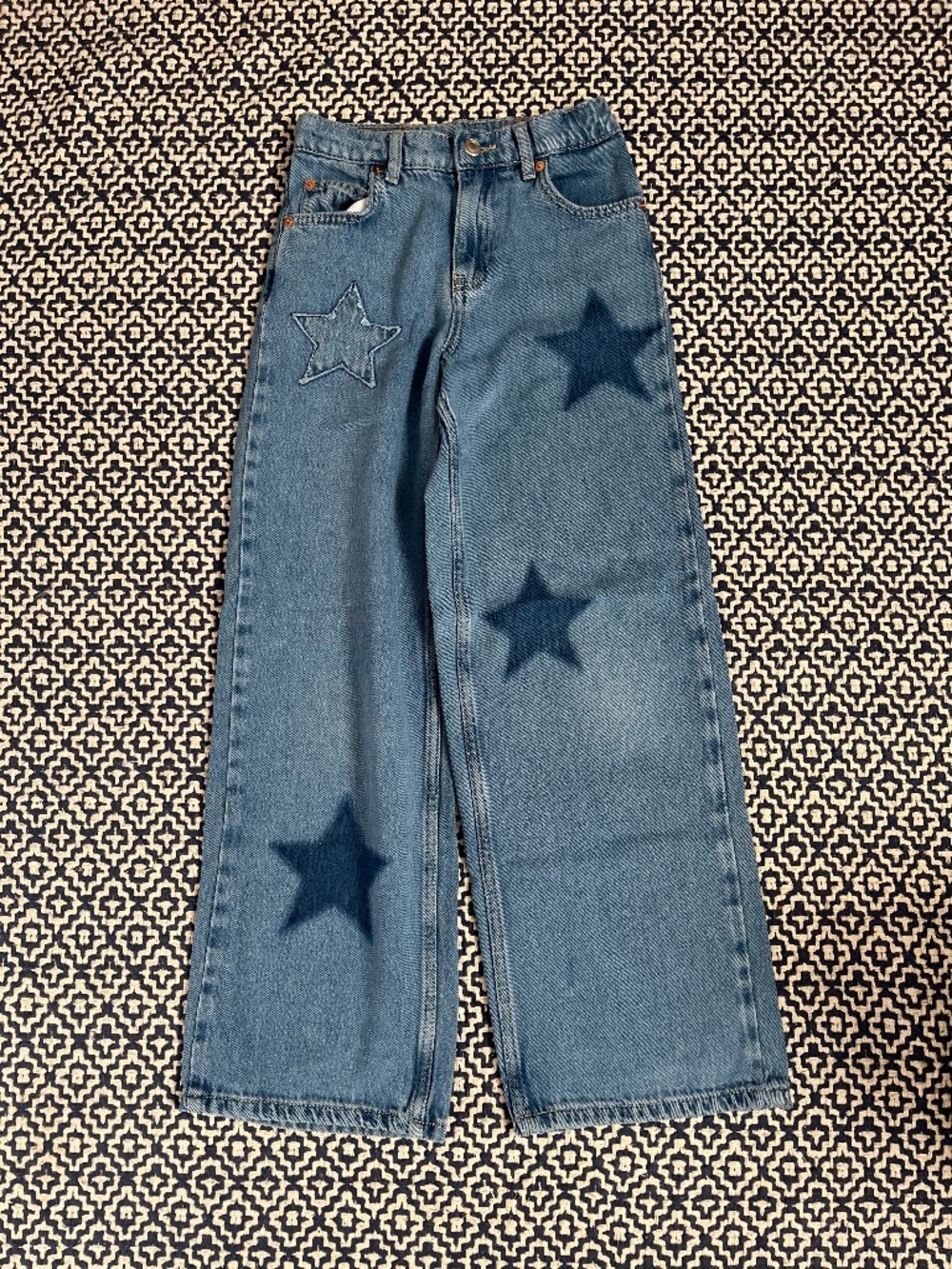 Zara Girls Star patch Denim Jeans medium blue 11/12